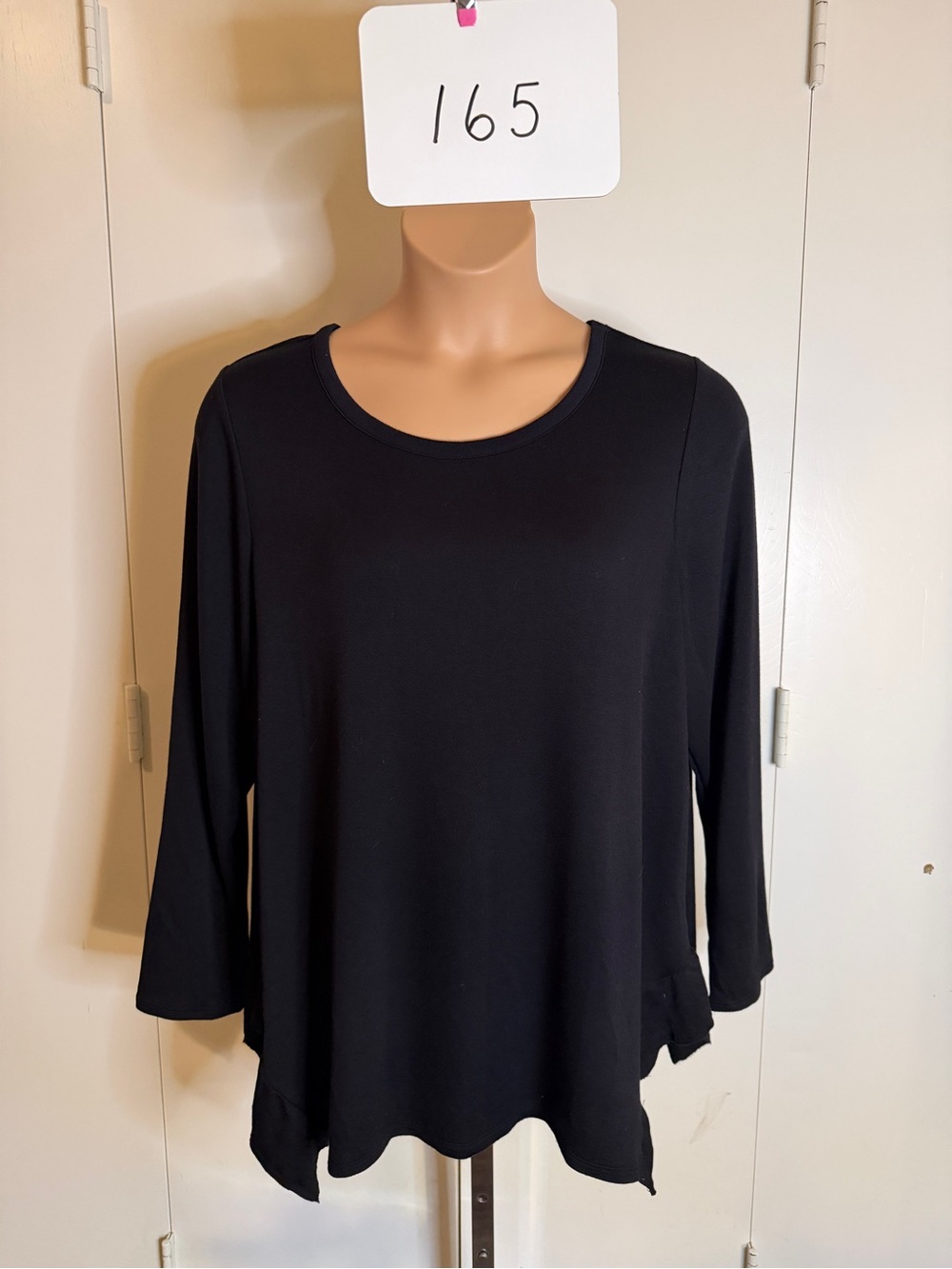 Lane Bryant Black Long-Sleeve Round Neck Top